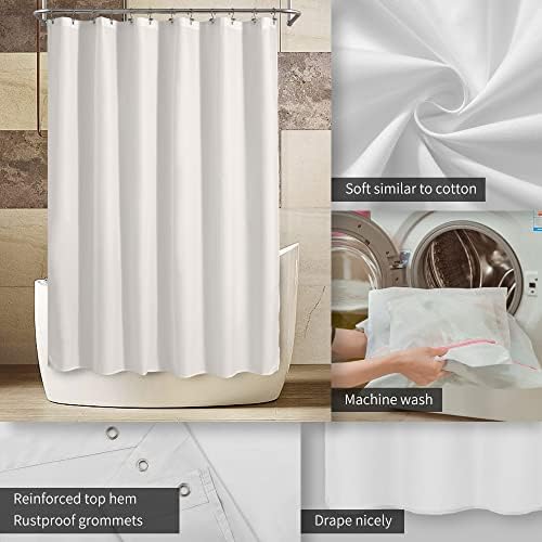ALYVIA SPRING 72x90 Extra Long Waterproof Fabric Shower Curtain Liner White - Image 3