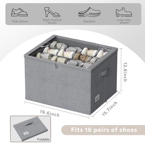 Shoe Organizer for Closet, 2 Pack Foldable Shoe Storage Box - Image 2