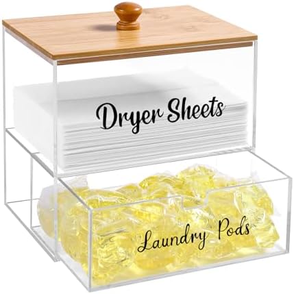 Acrylic Laundry Pods Contianer and Dryer Sheet Holder Set by VOTLEVT