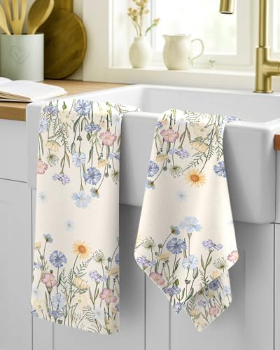 Miss Adola 150GSM Flour Sack Kitchen Towels Set of 2, Colorful Flower - Image 2