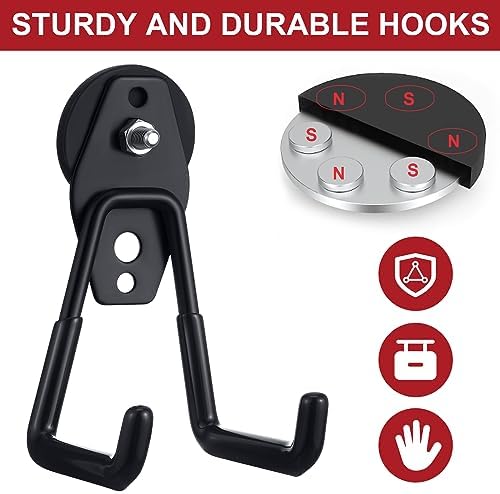 Landhoow 6 Pcs Large Magnetic Hooks Heavy Duty Garage Magnet Hooks Strong - Image 4