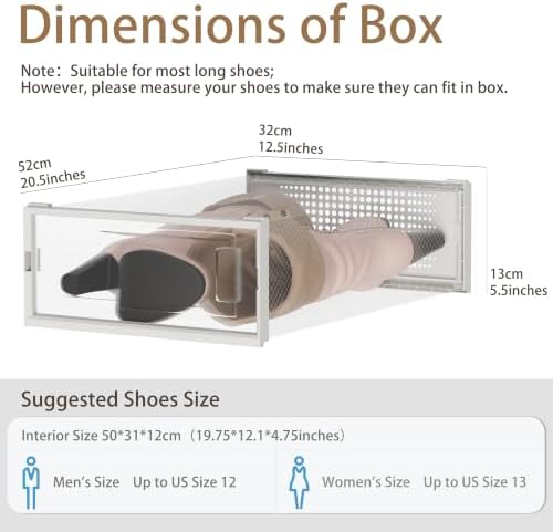 6 Pack Stackable Shoe Storage Boxes, Plastic Shoe Organizer Drawers Bins - Image 3