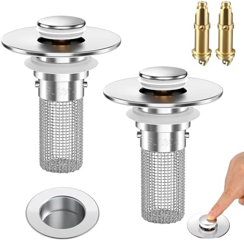 2PCS Bathroom Sink Stopper Strainer, Pop-Up Bathroom Sink Drain Strainer by YourSimplifiedHome