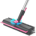 3 in 1 Floor Scrub Brush with Long Handle, Deck Brush with Squeegee by HelpX