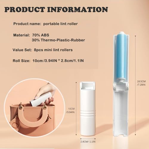 Mini Reusable Lint Roller 8 Pack, Washable Sticky Gel Lint Remover - Image 2