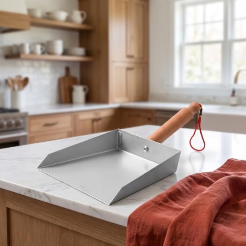 VOSAREA Mini Dustpan Stainless Steel Small Dustpan Portable Short Handle - Image 3