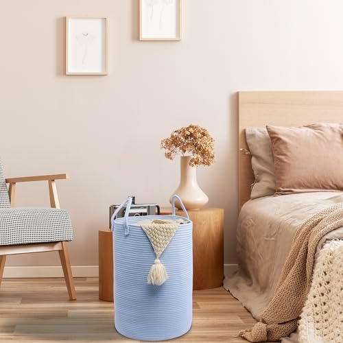 XUANGUO Cotton Rope Laundry Basket Hamper - Image 5