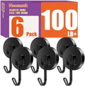 Neosmuk Magnetic Swing Hooks, 100lb Cruise Black Hooks, 6 Pack by Neosmuk