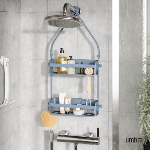 Umbra Flex Shower Caddy, Hanging 2 Shelves Bathroom Organizer, Slate Blue - Image 2
