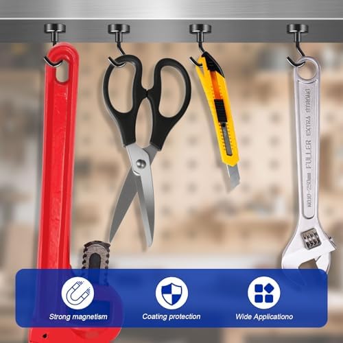 52 Pack Black Magnetic Hook Heavy Duty, 25lbs Magnetic Hooks - Image 6