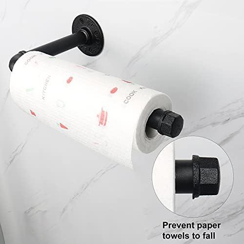 Industrial Iron Pipe Kitchen Paper Towel Holder, Vintage Farmhouse Heavy Duty - Image 3
