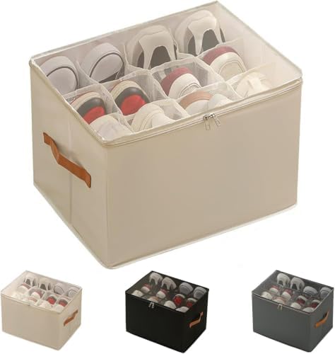 Oxford Fabric Foldable Design Shoe Organizer, Storage Box, Large Capacity by Unknown