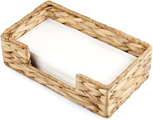 Napkin Holder for Bathroom, Woven Wicker Water Hyacinth Guest Towel Holder Tray by Unknown
