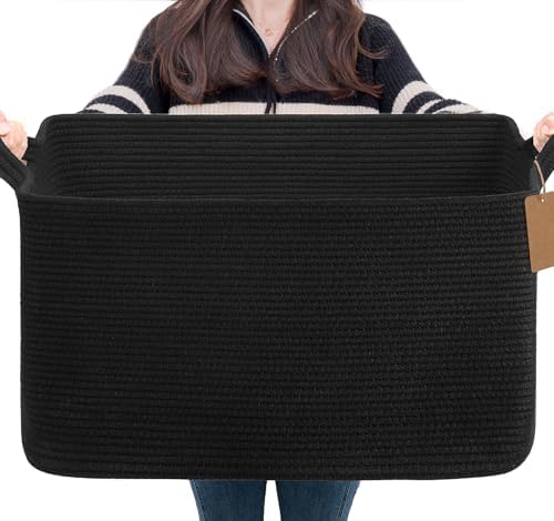 Goodpick 75L Extra Large Woven Rope Blanket Basket by Goodpick