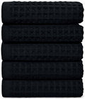 Jacquotha Black Waffle Cotton Hand Towel Set of 5 by Jacquotha