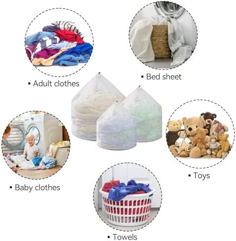 3Pcs Laundry Mesh Wash Bags, Drawstring Net Laundry Bag - Image 7