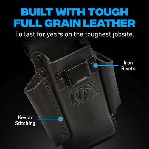 OX Tools Ultimate Leather & Nylon Compact Tape Measure Knife Pencil Holder - Image 3