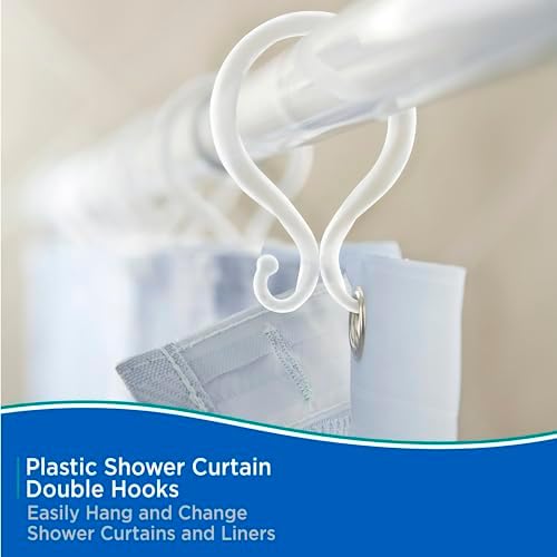 Kenney - Shower Curtain Rings, Rust-Proof Plastic Double Hooks - Image 3