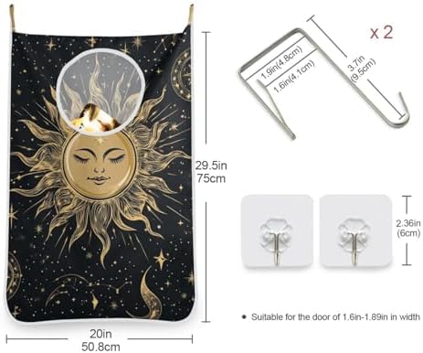 2PCS Hanging Laundry Hamper Bag Over the Door Laundry Hamper Wall Hamper Large - Image 3
