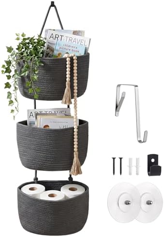 Wall Hanging Rope Baskets 3-Tier Boho Organizers by LIGHTDUST