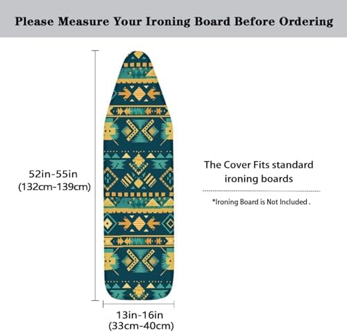 Ethnic Tribal Stripe Ironing Board Cover, Turquoise Geometric Rhombus 15x54 - Image 5