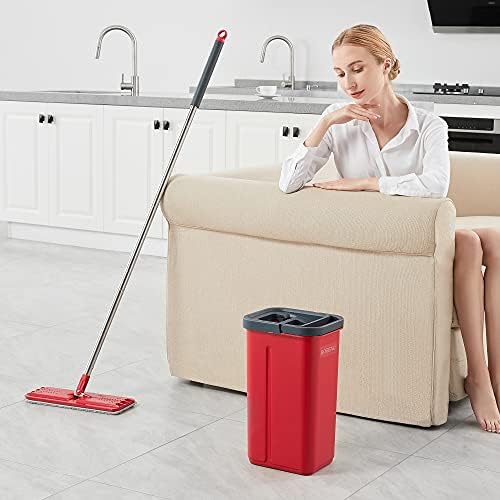 BOSHENG Mop and Bucket with Wringer Set, Flat Mop and Bucket, Squeeze Floor Mop - Image 6