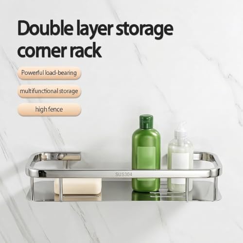 Corner Shower Caddy, 304 Stainless Steel Bathroom Shelf Organizer, Wall Mounted - Image 5