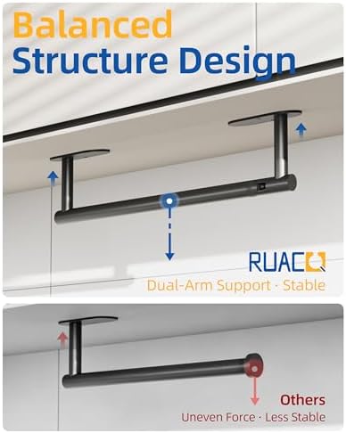 RUACQ Paper Towel Holder Under Cabinet, Stainless Steel, Matte Black - Image 3
