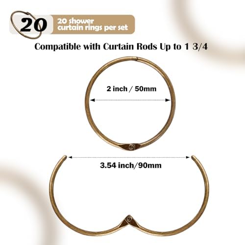 20Pcs Shower Curtain Hooks, Metal Round Shower Curtain Hooks Roman Rings - Image 3