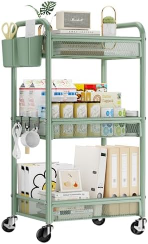 YASONIC 3 Tier Metal Rolling Cart by YASONIC