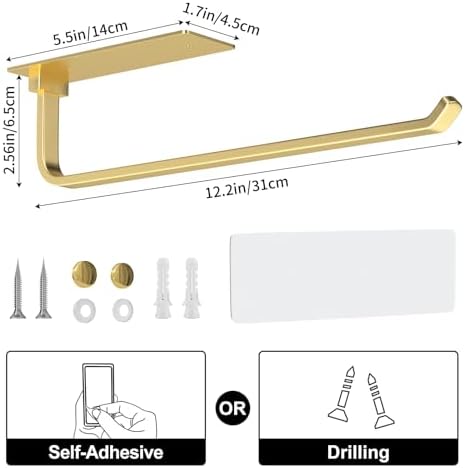 Paper Towel Holder Under Cabinet, Self-Adhesive or Drilling - Image 5