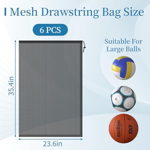 6 Pack Mesh Bag Drawstring for Storage, 23 x 35 Inch Net Bags - Image 2
