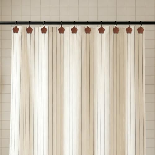 12-Piece Wood Flower Shower Curtain Hooks - Image 6