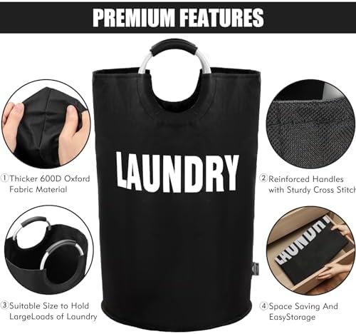 DOKEHOM 160L XX-Large Laundry Basket Bag, Collapsible Tall Hamper - Image 6