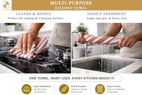 Pack of 6 Cotton Kitchen Towels Set, Dish Towels, Cleaning Rags, Kitchen Dish - Image 7