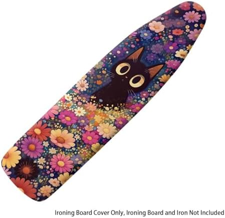 Flowers and Cat Ironing Board Cover, Stretch Scorch Resistant Padding Elastic - Image 6