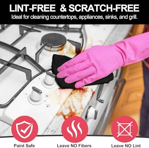 Microfiber Cleaning Cloth, 12 Pack Black Cleaning Rags, Reusable Microfiber - Image 5