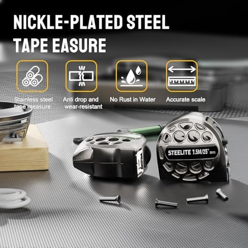 STEELITE Tape Measure 25'FT Foot Stainless Steel Retractable Measuring Tape - Image 5