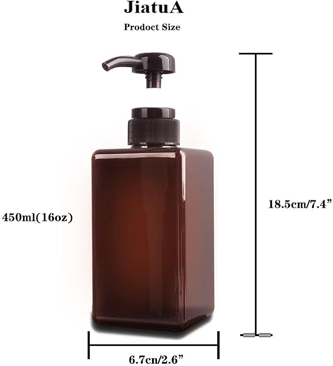 Plastic Pump Bottle Refillable Lotion Soap Dispenser 15oz Amber 2 Pack | Sturdy - Image 6