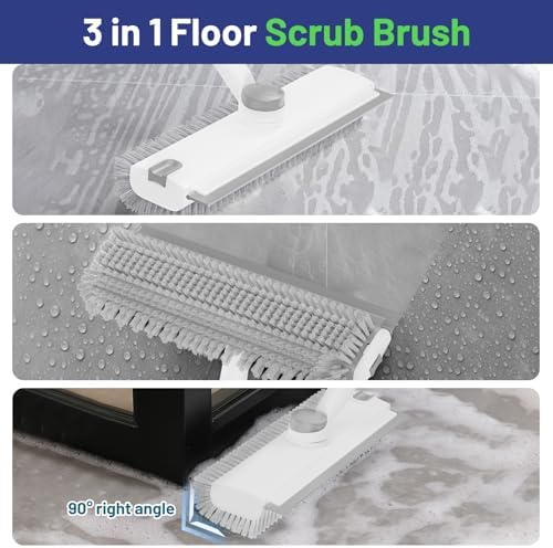 3 in 1 Floor Scrub Brush with Long Handle & Squeegee - Image 2