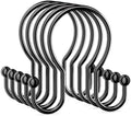 OEH Shower Curtain Hooks, Metal Shower Curtain Hangers, Double Hook Black by OEH