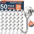 FINDMAG 50 Pack Magnetic Hooks, 30LB+ Magnetic Hooks by FINDMAG