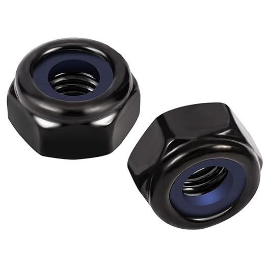 MewuDecor #6-32 Nylon Insert Hex Lock Nuts Locknuts, 304 Stainless Steel 18-8, Black Oxide, 50 PCS