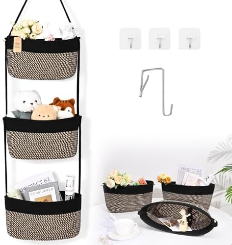 Hanging Basket, 3-Tier Woven Wall Basket by Degeyoyo