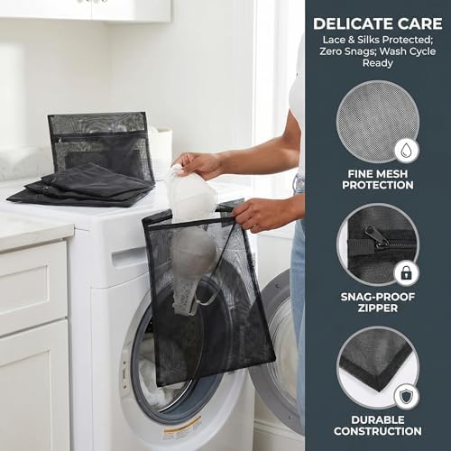 4pcs Mesh Laundry Bags Zipper Heavy Duty Washing Machine Bags Clothing Sweater - Image 3