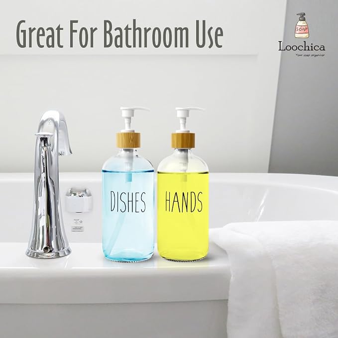 LOOCHICA 2 Pack Clear Glass Soap Dispenser - Image 7