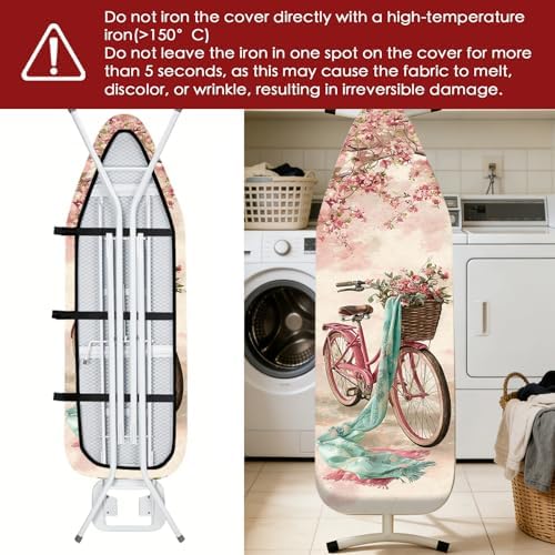 Nuxovilar Cherry Blossom Bicycle Ironing Board Cover 15x54 Cotton - Image 6