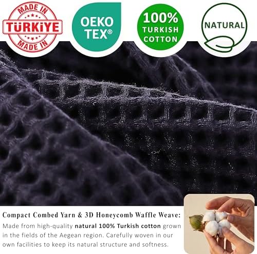 PÜSKÜL Natural 100% Turkish Cotton Waffle Bath Towels Set of 2, Extra-Large - Image 3