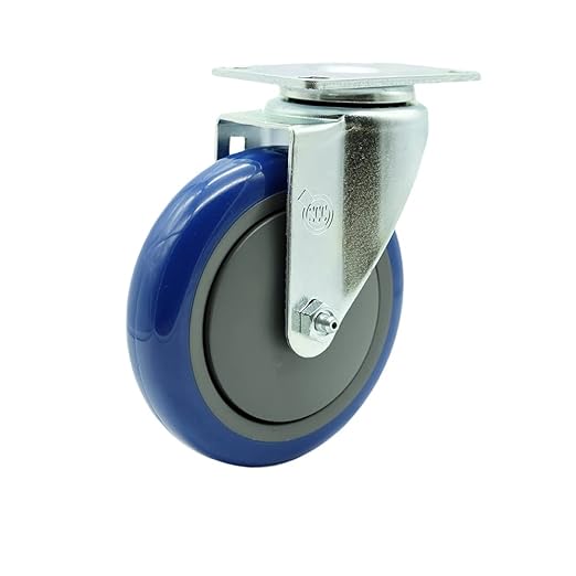 Service Caster Brand Replacement Caster for Uline Caster H-5540S-Swivel Top Plate Caster with 5 Inch Blue Polyurethane Wheel-Light Duty Replacement Caster-Fits Carts, Dollies and Poly Box Truck H-3840