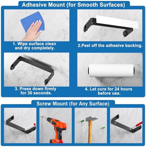 2026 Upgraded Paper Towel Holder Under Cabinet, Adhesive Wall Mount Paper Towel - Image 6